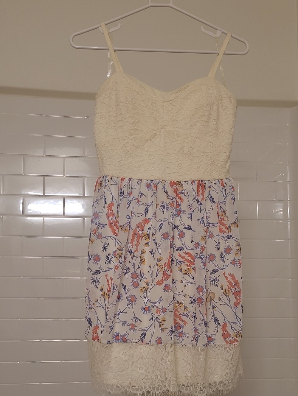 Lily Rose cream floral babydoll dress Xl
